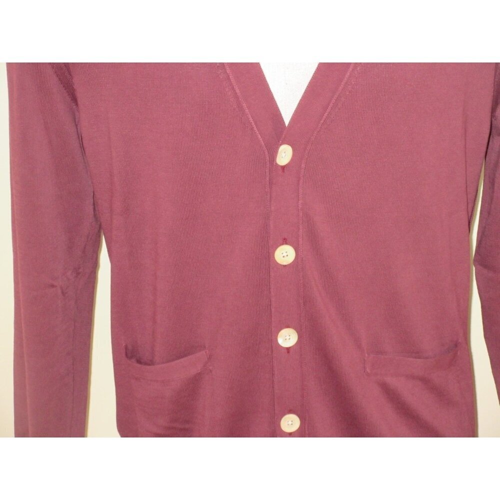 OOBE Brand Men's Ashworth Cotton Cardigan Italian Made Sweater Currant Red NWT - Picture 5 of 9